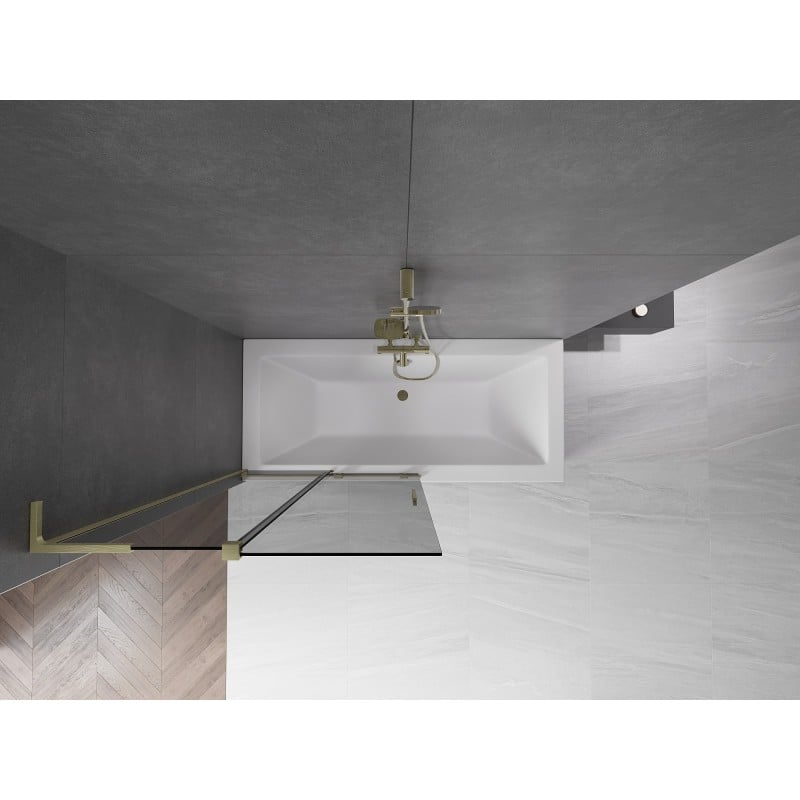 Mexen Velar L mampara de ducha de 2 paneles corredera 100 x 150 cm, grafito, dorado cepillado - 896-100-003-41-55