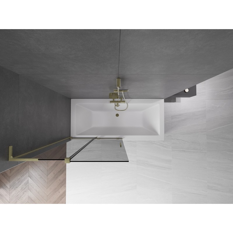 Mexen Velar L parawan nawannowy 2-skrzydłowy rozsuwany 100 x 150 cm, grafit, złoty szczotkowany - 896-100-003-41-55