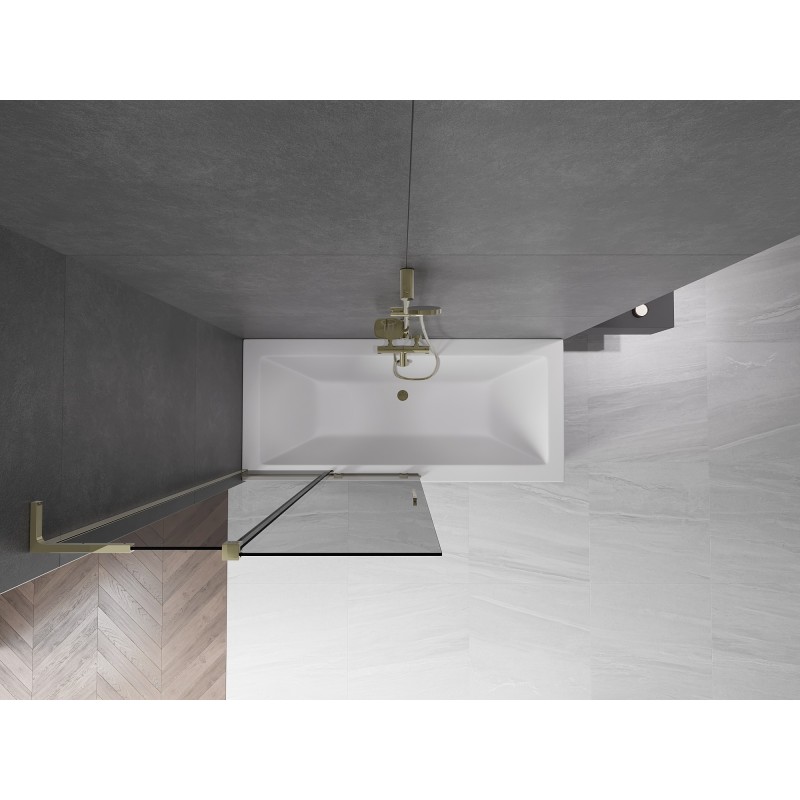 Mexen Velar L parawan nawannowy 2-skrzydłowy rozsuwany 100 x 150 cm, grafit, złoty - 896-100-003-41-50