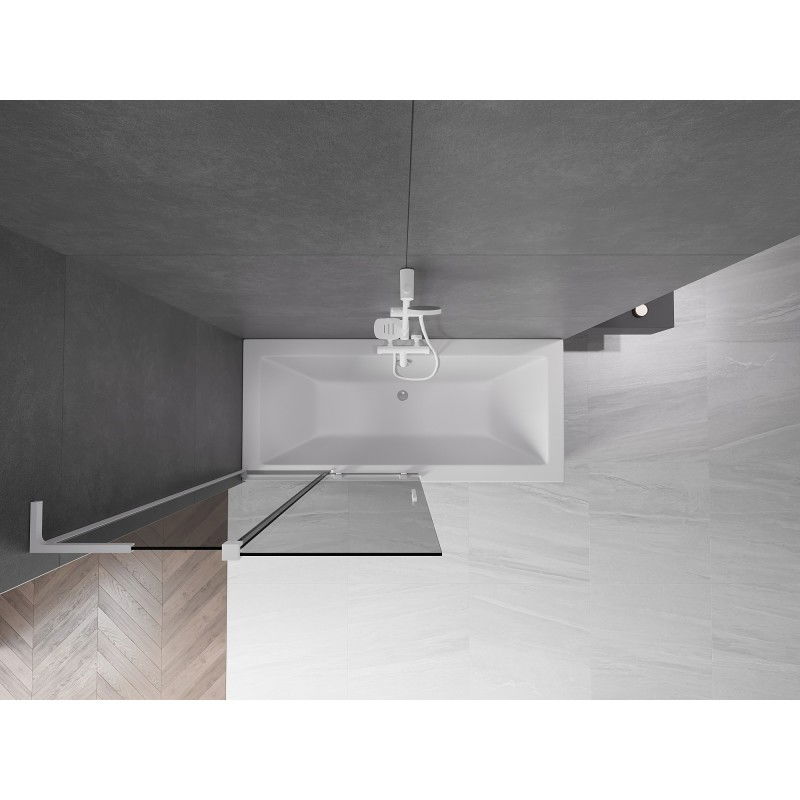 Mexen Velar L, 2-Wing Sliding Bath Screen 100 x 150 cm, Graphite, White - 896-100-003-41-20