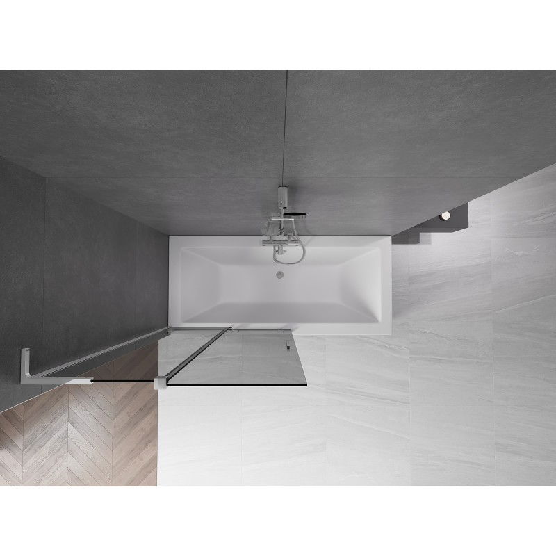 Mexen Velar L badscherm 2-vleugelig schuifbaar 100 x 150 cm, grafiet, chroom - 896-100-003-41-01