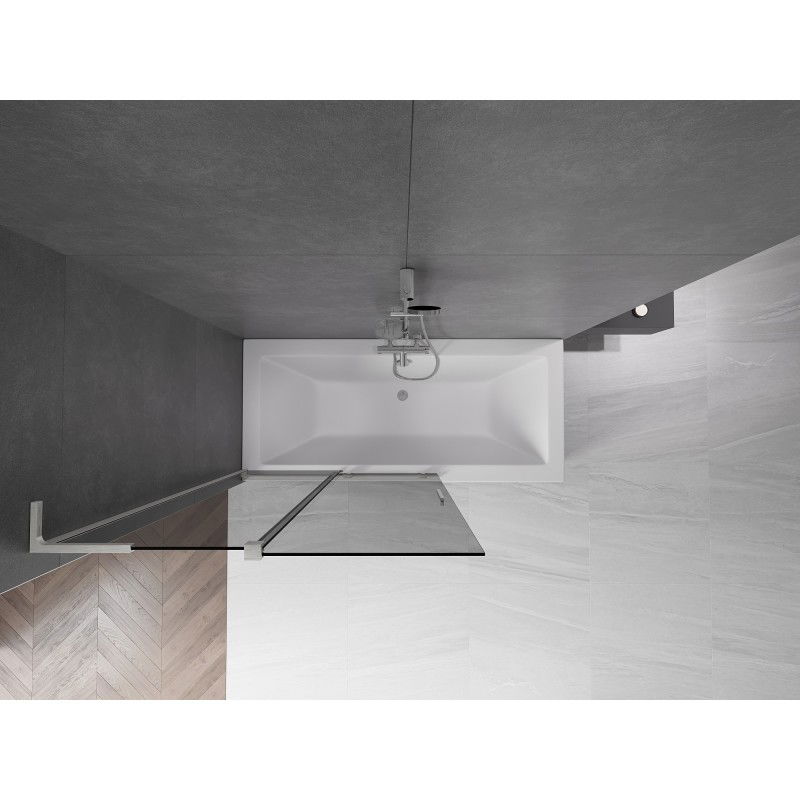 Mexen Velar L badwand 2-delig verschuifbaar 110 x 150 cm, grafiet, geborsteld nikkel - 896-110-003-41-97