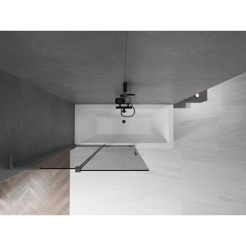 Mexen Velar L paratia per vasca da bagno a 2 ante scorrevoli 110 x 150 cm, grafite, gun metal - 896-110-003-41-95