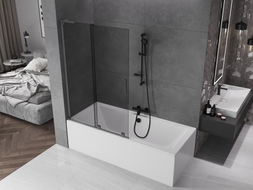 Mexen Velar L klizni paravan 2-krilni klizni 110 x 150 cm, grafit, brušeni gun gray - 896-110-003-41-66