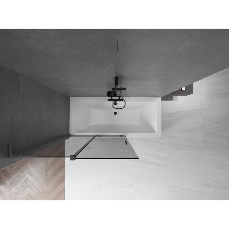 Mexen Velar L prha za kad 2-krilni drsni 110 x 150 cm, grafit, brušen sivi lesk - 896-110-003-41-66