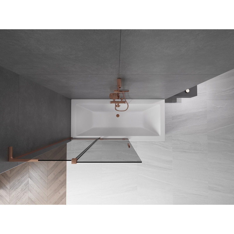 Mexen Velar L vannitoaukse 2-osaline libistatav ekraan 110 x 150 cm, grafiit, roosakuld - 896-110-003-41-60