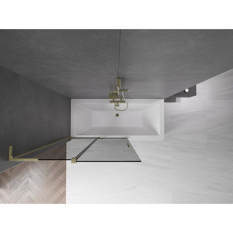 Mexen Velar L Badewannenwand 2-flügelig verschiebbar 110 x 150 cm, graphit, gold gebürstet - 896-110-003-41-55