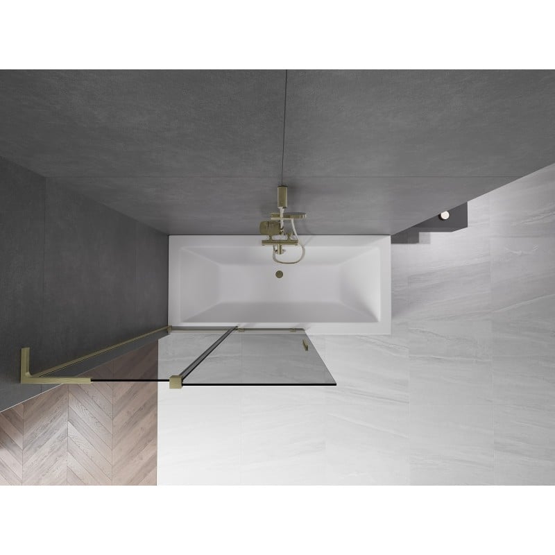 Mexen Velar L mampara de ducha 2-paneles correderos 110 x 150 cm, grafito, oro cepillado - 896-110-003-41-55