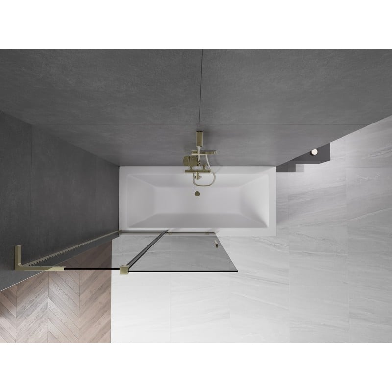 Mexen Velar L paratia vasca da bagno a 2 ante scorrevoli 110 x 150 cm, grafite, oro - 896-110-003-41-50