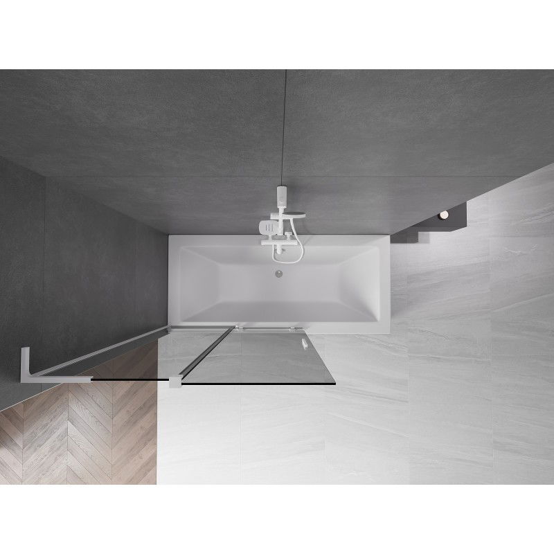 Mexen Velar L badwand tweedelige schuifdeur 110 x 150 cm, grafiet, wit - 896-110-003-41-20