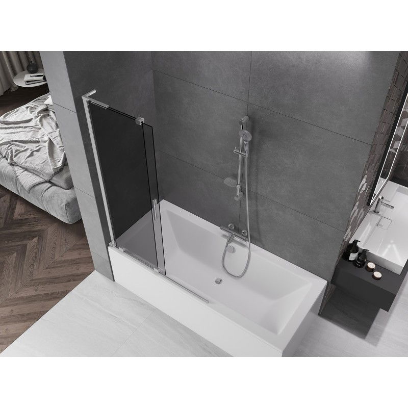 Mexen Velar L 2-wing Sliding Bath Screen 110 x 150 cm, Graphite, Chrome - 896-110-003-41-01