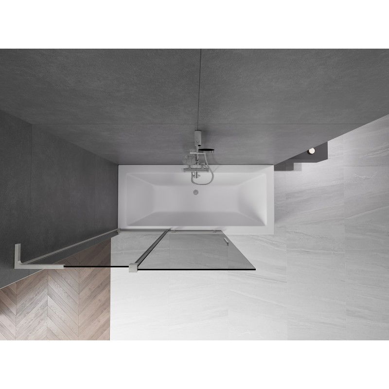 Mexen Velar L badwand tweedelig schuifbaar 120 x 150 cm, grafiet, geborsteld nikkel - 896-120-003-41-97