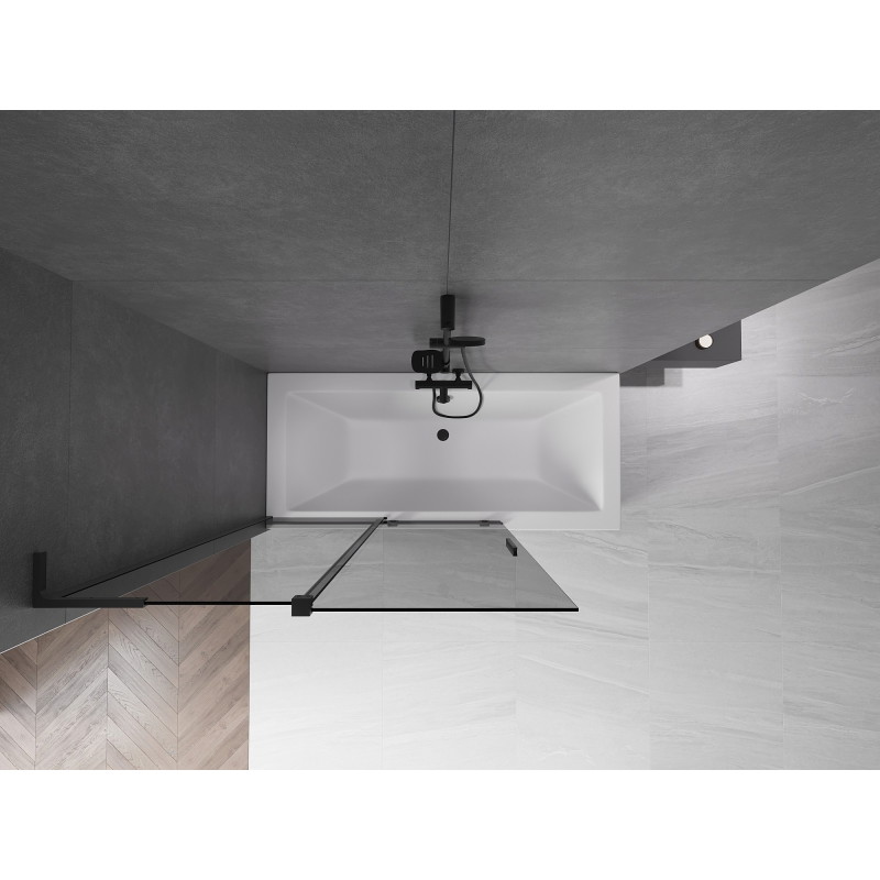 Mexen Velar L vannitoa nurgapaneel, 2-osaline lükanduks 120 x 150 cm, grafiit, must - 896-120-003-41-70
