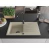 Mexen Cesar évier en granit 1 bac avec égouttoir 775 x 470 mm, beige, siphon noir - 6514771010-69-B