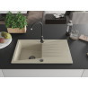 Mexen Cesar fregadero de granito de 1 tina con escurridor 775 x 470 mm, color beige, sifón negro - 6514771010-69-B