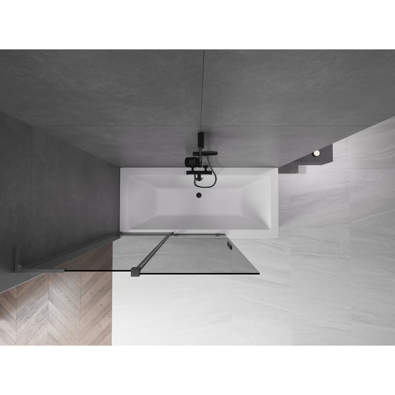 Mexen Velar L paratia per vasca da bagno a 2 ante scorrevole 120 x 150 cm, grafite, grigio canna di fucile spazzolato