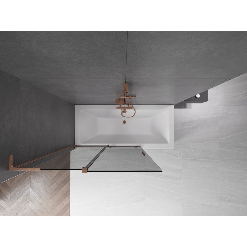 Mexen Velar L badwand 2-vleugelig schuifbaar 120 x 150 cm, grafiet, geborsteld koper - 896-120-003-41-65