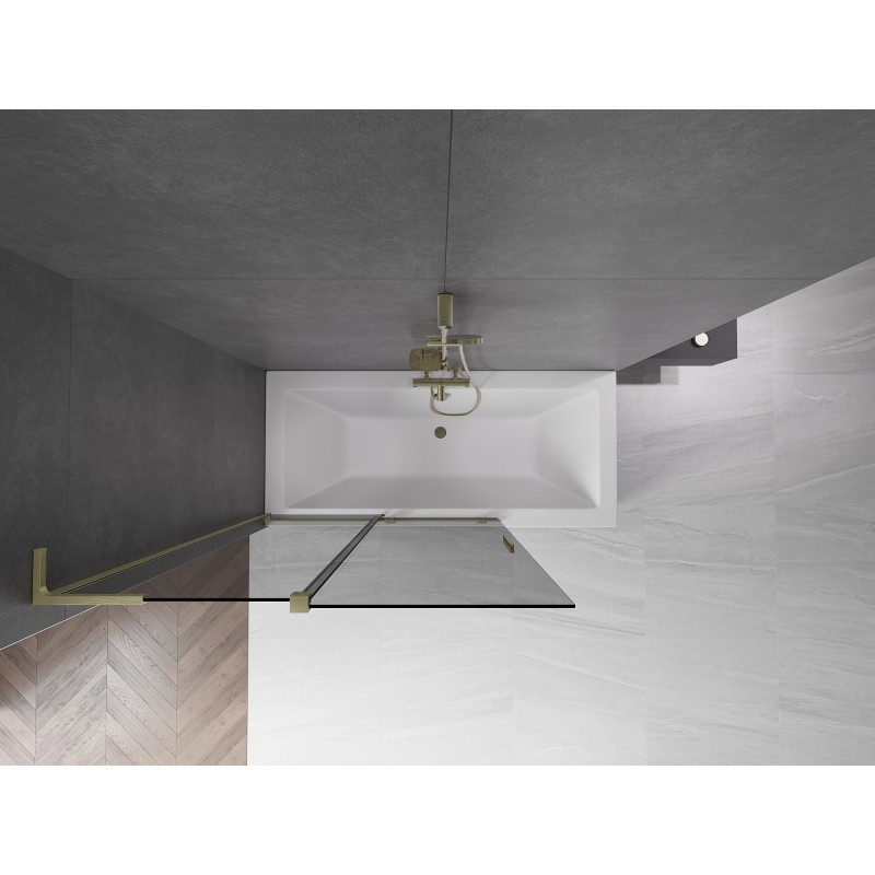 Mexen Velar L parawan nawannowy 2-skrzydłowy rozsuwany 120 x 150 cm, grafit, złoty szczotkowany - 896-120-003-41-55