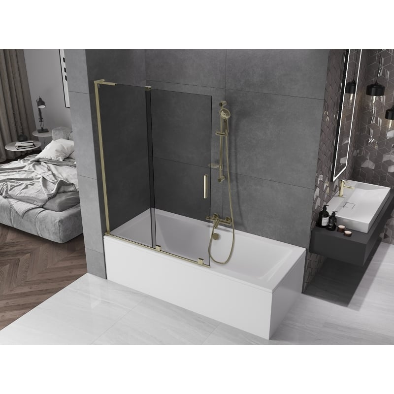 Mexen Velar L vannisein tiibadega 2-osaline nihutatav 120 x 150 cm, grafiit, kuldne - 896-120-003-41-50