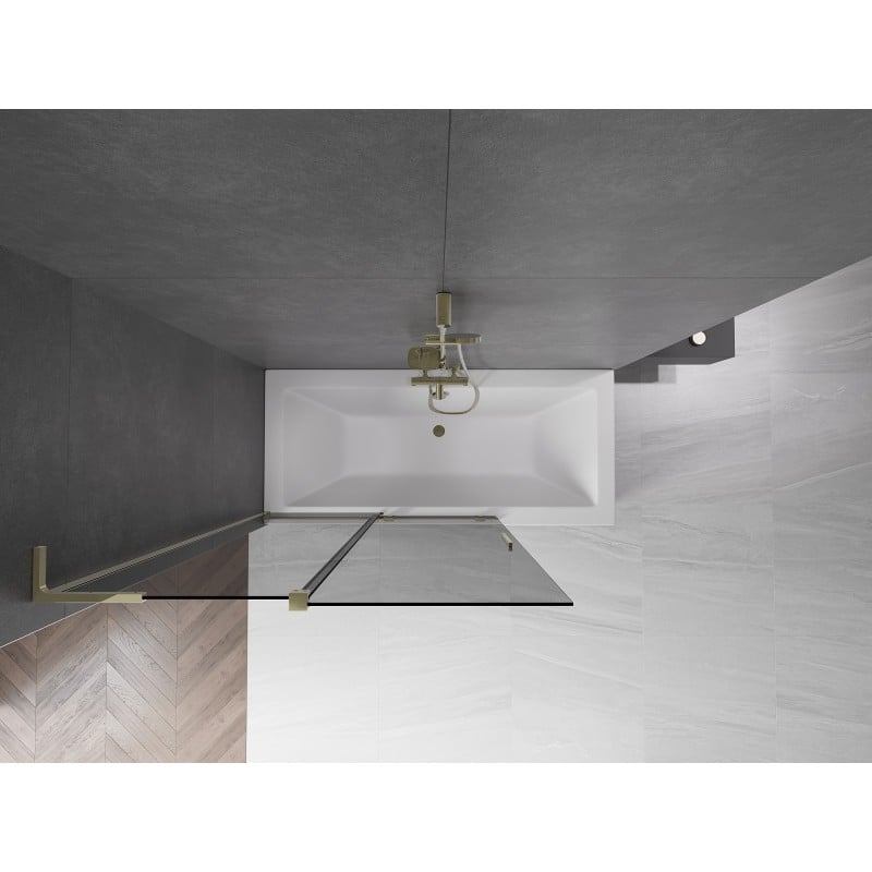 Mexen Velar L paravento per vasca da bagno a 2 ante scorrevoli 120 x 150 cm, grafite, oro - 896-120-003-41-50