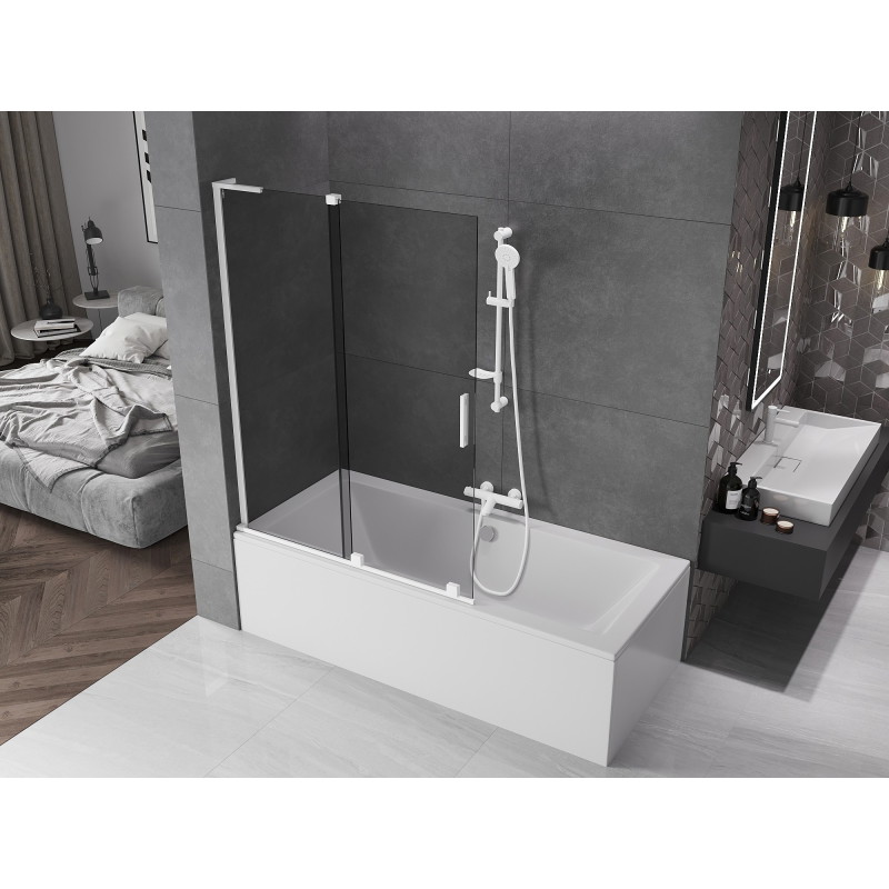 Mexen Velar L vannitoaukse ekraan 2-osaline liuglev 120 x 150 cm, grafiit, valge - 896-120-003-41-20