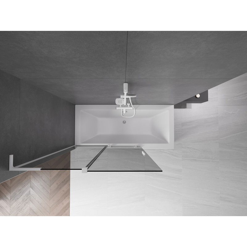 Mexen Velar L παραβάν μπάνιου 2 πτυσσόμενο συρόμενο 120 x 150 cm, γραφίτης, λευκό