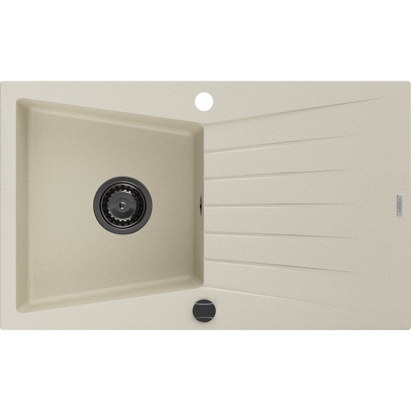 Mexen Cesar granitni sudoper s 1 komorom s ocjednikom 775 x 470 mm, bež, crni sifon - 6514771010-69-B