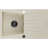 Mexen Cesar évier en granit 1 bac avec égouttoir 775 x 470 mm, beige, siphon noir - 6514771010-69-B