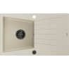 Mexen Cesar fregadero de granito de 1 seno con escurridor 775 x 470 mm, beige, sifón negro - 6514771010-69-B
