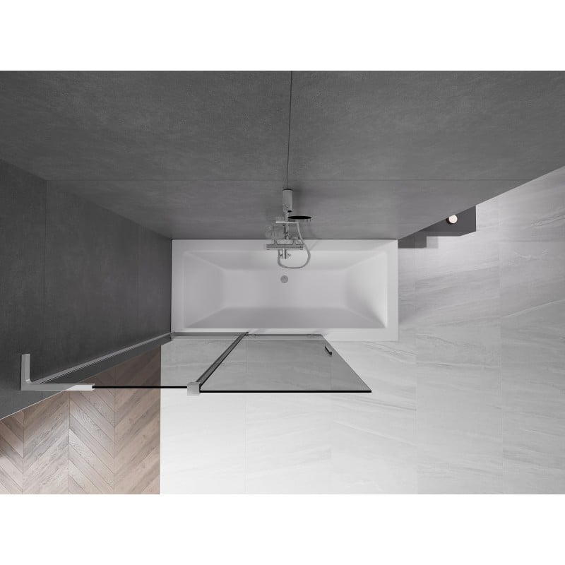 Mexen Velar L mampara de ducha de bañera corrediza de 2 hojas 120 x 150 cm, grafito, cromo - 896-120-003-41-01