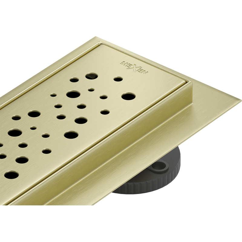 Mexen Flat 360° M12 Drehbarer Linienablauf 80 cm, gebürstetes Gold - 1A21080-40