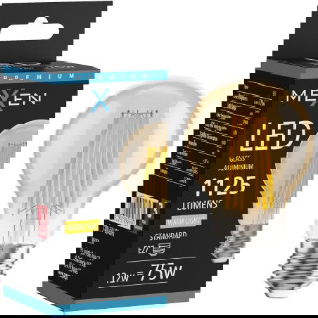 Mexen Vintis LED filamentna žarnica E27, A60, 12W, Topla - 2700K, 1125 lm, jantarna - L150-E27-1227-50