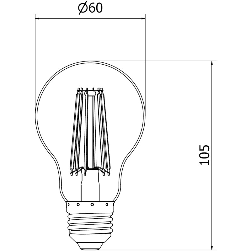 Mexen Vintis LED-filamentlampa E27, A60, 12W, Varm - 2700K, 1125 lm, amber - L150-E27-1227-50