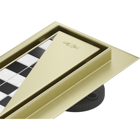 Mexen Flat 360° M13 ralo linear rotativo 2 em 1 60 cm, dourado escovado - 1A10060-40