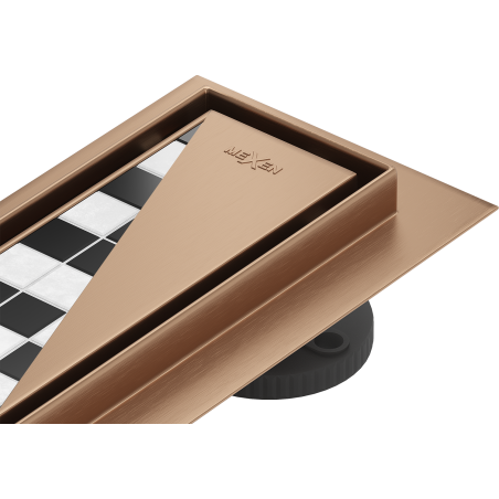 Mexen Flat 360° M13 ralo linear rotativo 2-em-1 70 cm, cobre escovado - 1C10070-40