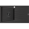 Mexen Cesar fregadero de granito de 1 cubeta con escurridor 775 x 470 mm, negro/plata metálico, sifón negro - 6514771010-73-B
