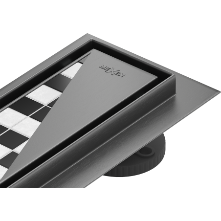 Mexen Flat 360° M13 ralo linear rotativo 2 em 1 de 80 cm, cinza escovado - 1E10080-40