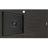 Mexen Cesar fregadero de granito de 1 tazón con escurridor 775 x 470 mm, negro/dorado metálico, sifón negro - 6514771010-75-B