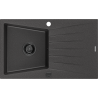 Mexen Cesar 1-bowl Granite Sink with Drainer 775 x 470 mm, Black Speckled, Black Siphon - 6514771010-76-B