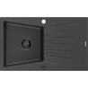 Mexen Cesar fregadero de granito de 1 cubeta con escurridor 775 x 470 mm, negro moteado, sifón negro - 6514771010-76-B