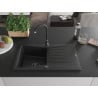 Mexen Cesar Granitspüle 1-Becken mit Abtropffläche 775 x 470 mm, schwarz, schwarzer Siphon - 6514771010-77-B
