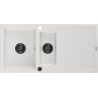 Mexen Andres granitische spoelbak 1,5-komor met afdruiprek 1000 x 500 mm, wit, zwarte sifon - 6515101510-20-B