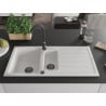 Mexen Andres zlewozmywak granitowy 1,5-komorowy z ociekaczem 1000 x 500 mm, biały, syfon czarny - 6515101510-20-B