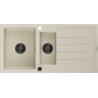 Mexen Andres fregadero de granito 1,5 senos con escurridor 1000 x 500 mm, beige, sifón negro - 6515101510-69-B