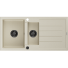 Mexen Andres Granitspüle 1,5-Becken mit Abtropffläche 1000 x 500 mm, beige, schwarzer Siphon - 6515101510-69-B