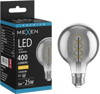Mexen Vintis LED-filamentspiraallamp E27, G80, 6W, Soe - 2700K, 400 lm, suits - L165-E27-0627-70