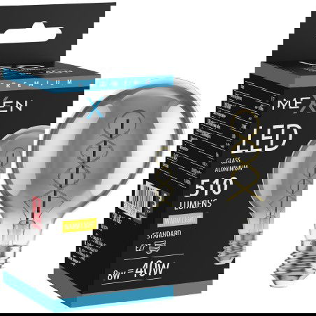 Mexen Vintis Žarnica filament spirala LED E27, G80, 8W, Topla - 2700K, 510 lm, smoke - L165-E27-0827-70