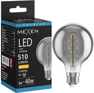 Mexen Vintis LED-Filament-Spiralglühbir - E27, G80, 8W, Warm - 2700K, 510 lm, smoke - L165-E27-0827-70