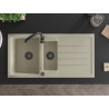 Mexen Andres fregadero de granito 1,5 senos con escurridor 1000 x 500 mm, beige, sifón negro - 6515101510-69-B