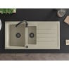 Mexen Andres Granitspüle 1,5-Becken mit Abtropffläche 1000 x 500 mm, beige, schwarzer Siphon - 6515101510-69-B